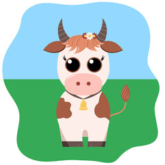 Cute cartoon cow. Vector isolated character.