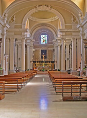 Fototapeta na wymiar Italy, Marche, Recanati, Saint Augustine Roman Catholic church ancient interiors. 