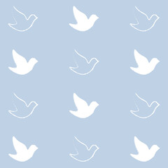 Fototapeta premium Dove of peace. International day of peace seamless pattern background. Vector illustration. Peace and love. Colorful vector seamless pattern.