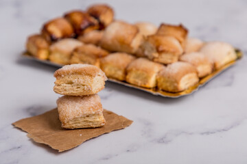 vanilla cookies with sugar on marble