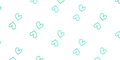 Light Green vector template with doodle hearts.