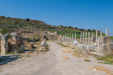 Perge Ancient City in Antalya Province, Turkey. July 2020