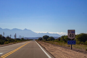 Famous Argentina Route 40 with blue sky