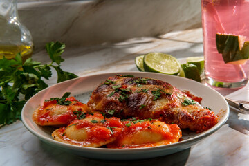 Chicken Parmesan with Ravioli