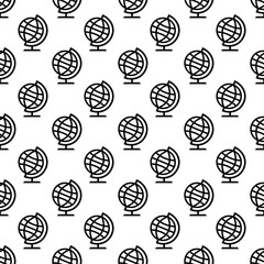 Seamless vector pattern of globe sign with parallel and meridians