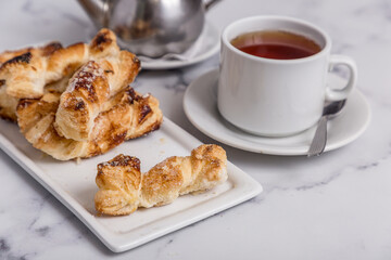 Freshly baked goods and tea