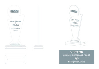 Abstract Trophy Vector Template, Business Trophy Distinction Award, Employee Recognition Trophy Award