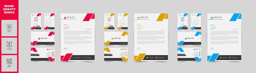 Brand identity Bundle- Letterhead, business card , id card with 3 color