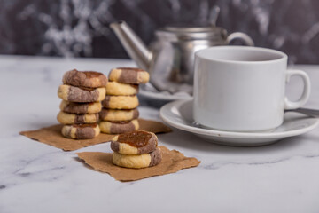 tea break cookies on marble