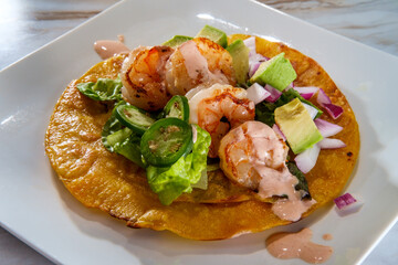 Mexican Shrimp Tostada Taco