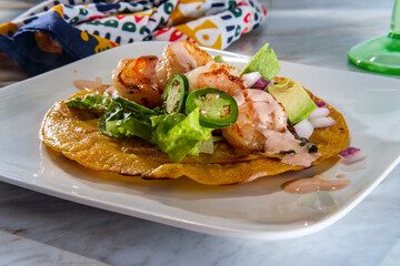 Mexican Shrimp Tostada Taco