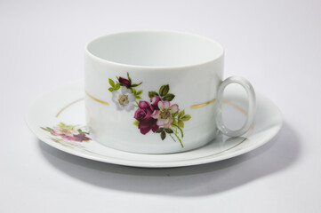 Cup of tea with details of flowers
