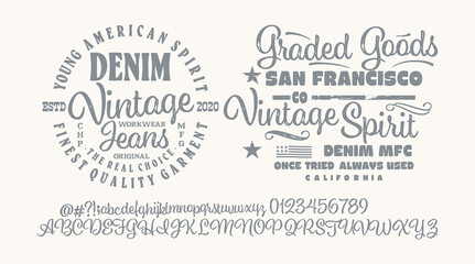 Handwritten calligraphic alphabet for t-shirt or apparel.