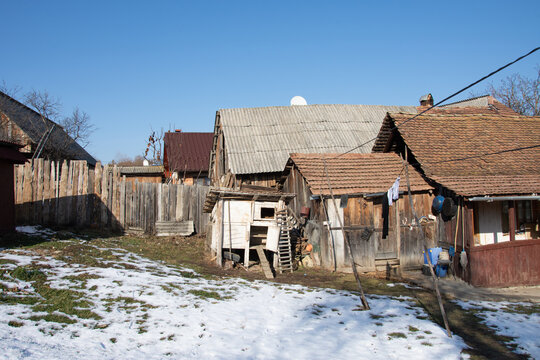 old houses in Bistrita, Slatinita, Romania 2020