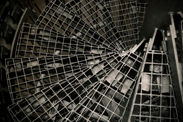 Metal spiral staircase leading to the lookout tower