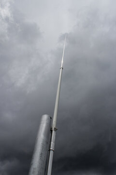 Lightning rod heading to the sky before the storm