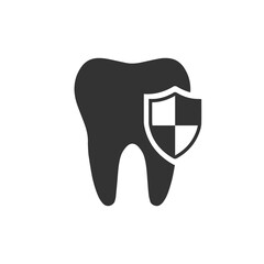 Teeth protection. Dental insurance flat icon.