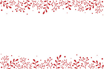 Concept of Christmas card with decorations and copyspace. Xmas wreath with mistletoe branches. Vector