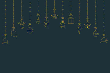 Fototapeta na wymiar Xmas icons on dark blue background. Christmas decoration. Vector illustration
