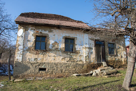 Old ruined abandoned house , Bistrita,Slatinita,Romania,