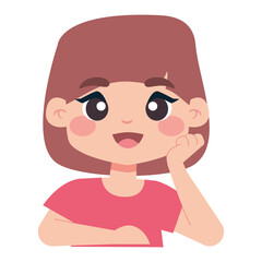 Isolated cute girl cartoon thinking - vector illustration