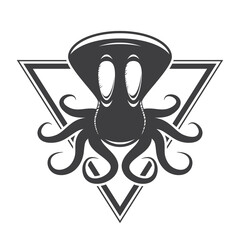 funny black and white octopus cartoon logo