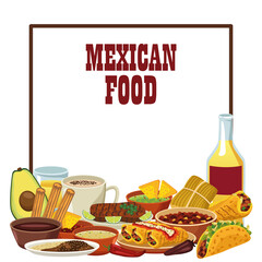 mexican food lettering poster with tequila and menu