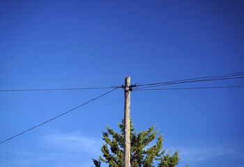 Obraz premium Wire post telephone cable