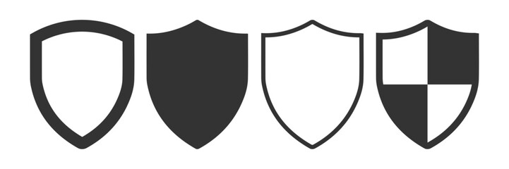 Set of template shaped badge. Shield and protection flat icon. © Aleksandr Gladkiy