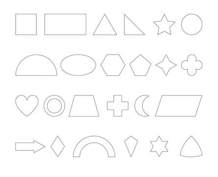 Geometrische Formen Sammlung in wei&szlig;,
Vektor Illustration isoliert auf wei&szlig;em Hintergrund
