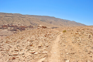Sandy and rocky landscape near Petra, Jordan