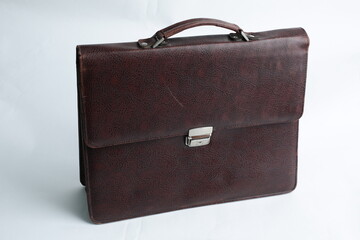 Brown briefcase depicted on a white background