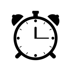 Icono de reloj con alarma. Ilustración vectorial estilo plano