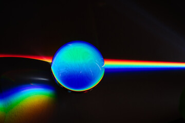 Colors of the rainbow product of Broken light, showing the spectrum of the light being bent by a spherical glass object physics and optics
