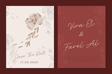 Minimalist wedding invitation card template design Premium Vector