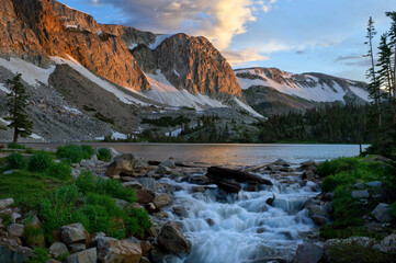 Lake Marie & Old Main at sunrise;  Snowy Range;  Wyoming