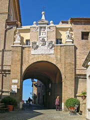 Italy, Marche, Loreto Porta Romana. The village Roman entry door.