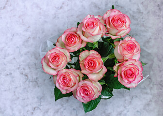 pink roses in a bouquet