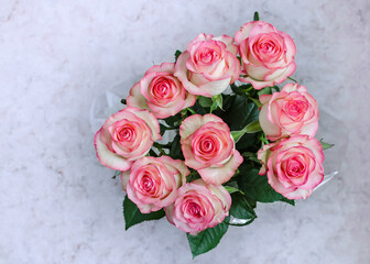 pink roses in a bouquet