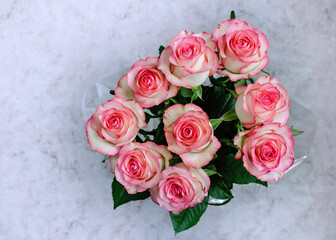 pink roses in a bouquet