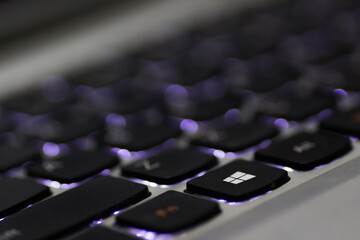 Windows button focussed in a backlit windows keyboard