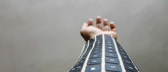 wearable keyboard on arm. future wireless technology
