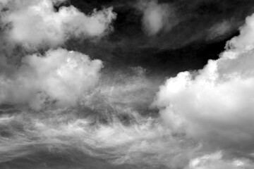 Sky and clouds, it can be used as background. Black and white.