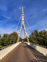Suspension bridge over Wkra river in Śniadówko, Poland