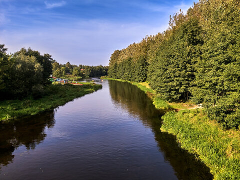 Wkra river in Śniad&oacute;wko, Poland