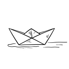 hand drawn paper ship doodle illustration icon isolated