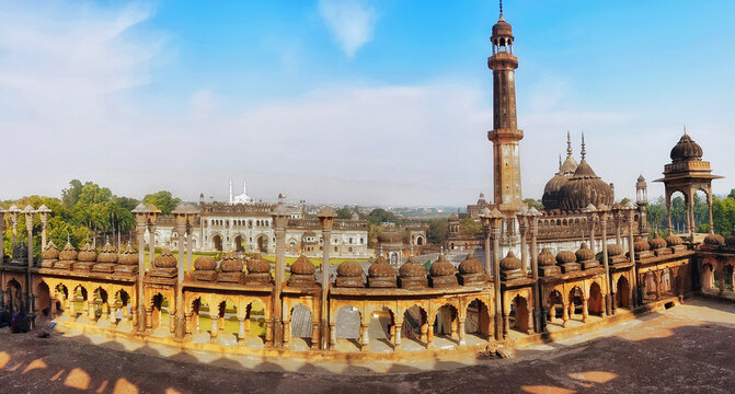 lucknow city scape horizon viewed from top of bara imambara