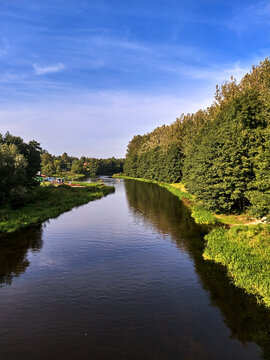 Wkra river in Śniad&oacute;wko, Poland