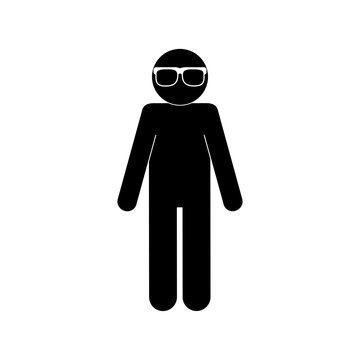 Blind Man With Glasses Silhouette Style Icon Vector Design