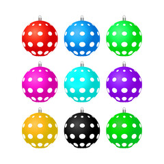 Set of Christmas balls on white background. Vector illustration.